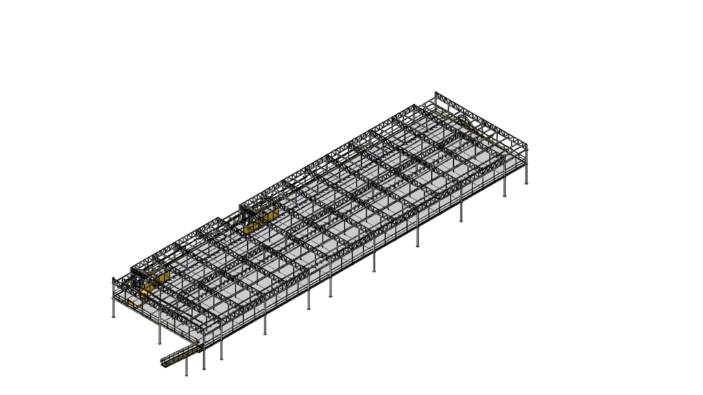 3D de almacén aéreo sobre plataforma