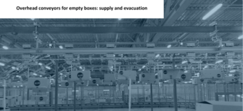 Overhead conveyors for empty boxes: supply and evacuation