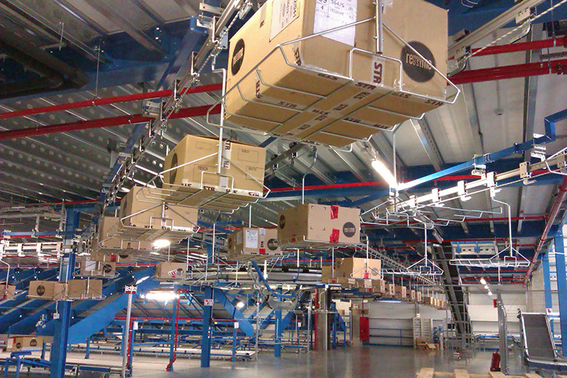 Overhead Monorail Conveyor for empty boxes