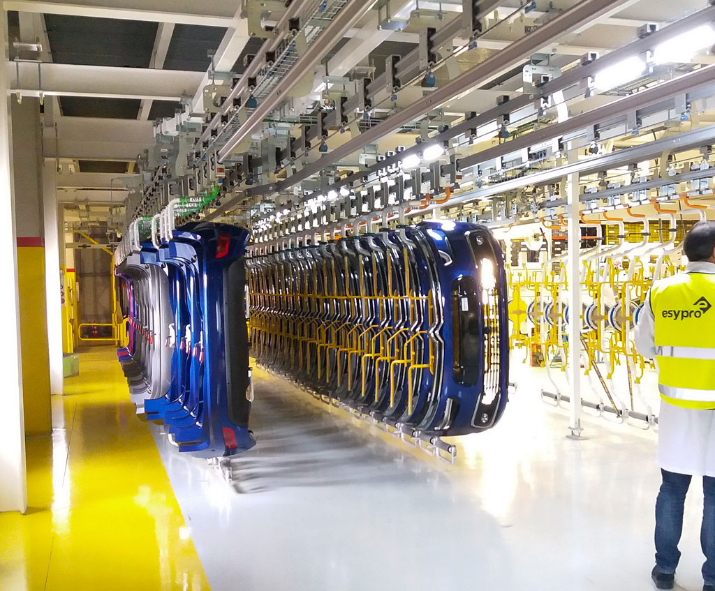 Just In Sequence transport of hanging parts in the plant