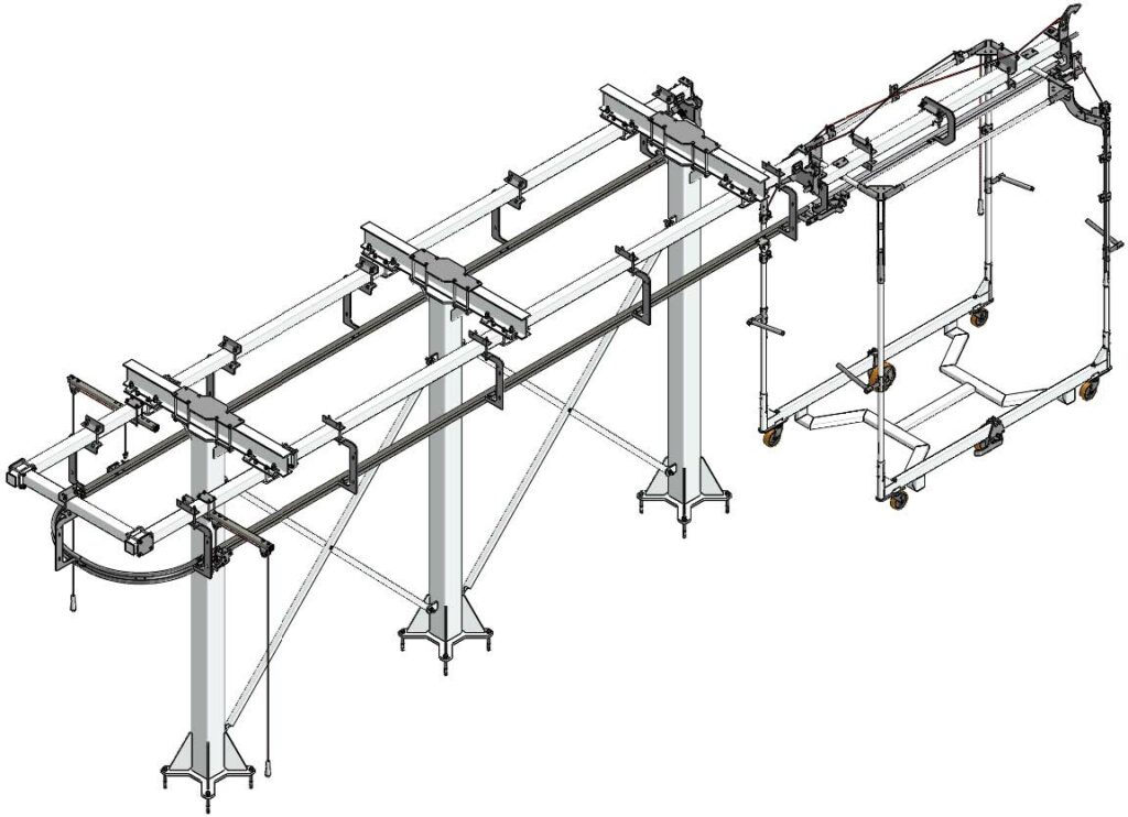 Example in 3D of a workstation stock with transport cart